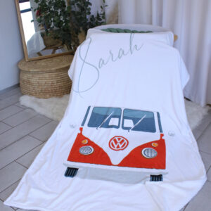 Personalised Fleece Blanket - VW Van Beetle Vintage Red