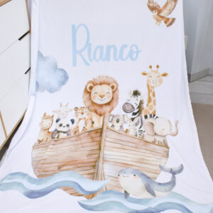 Handcrafted custom fleece blanket, personalized, soft neutral tones, featuring personalized printed and premium hypo-allergenic baby safe fabric, designed for elegant boho nursery décor. Cinnamon and Spice
