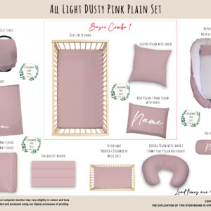 Cot Duvet Bedding - All Light Dusty Pink Plain Set