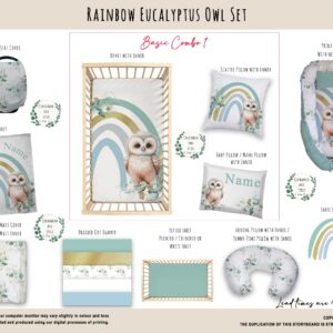 Cot Duvet Bedding - Owl - Rainbow Eucalyptus Owl Set