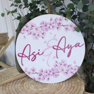 Wooden Name Board - In Theme - Cherry Blossom Pink