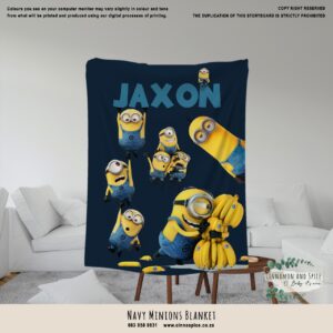 Personalised Fleece Blanket - Navy Minion