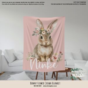Personalised Fleece Blanket - Bunny Flower Crown