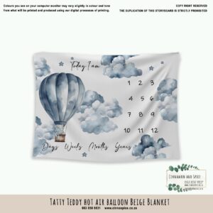 Milestone Blanket – Tatty Teddy Hot Air Balloon Beige
