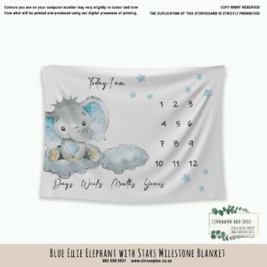 Milestone Blanket – Blue Ellie Elephant with Stars