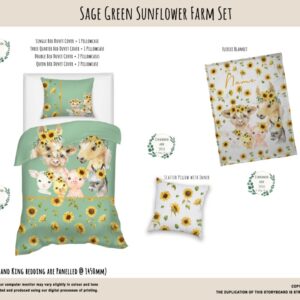 Kids Duvet Set - Sage Green Sunflower Farm