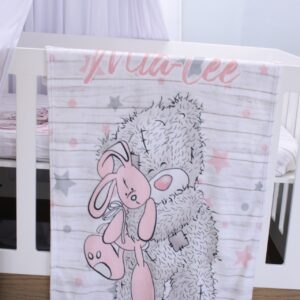 Personalised Fleece Blanket - Pink Starry Tatty Teddy Sleeping