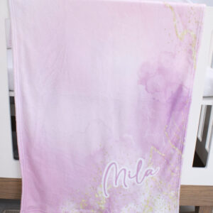 Personalised Fleece Blanket - Purple Marble with Gold