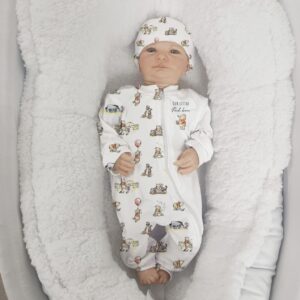 ultra-soft, stretchy baby grows – made from baby-safe, hypoallergenic fabric in neutral tones, perfect for newborn comfort and everyday wear