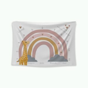 Milestone Blanket – Loved Beyond Measure Rainbow with Giraffe