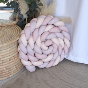Cot Crib Braided Bumper, Spink and Purple, soft and breathable, Cinnamon and Spice