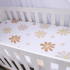 Luxury custom toddler fitted sheet South Africa – soft breathable fabric, handmade by Cinnamon & Spice. Boho Daisy