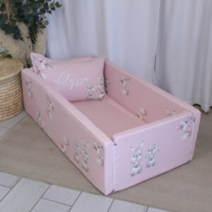 Convertible playmat bed for toddlers – fold me up, fold me open design.