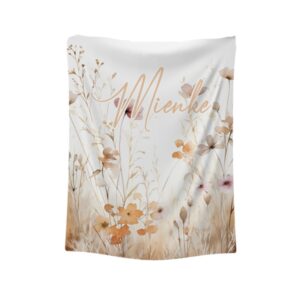 Soft blush floral fleece blanket with customized designs, perfect for baby snuggles and nursery coziness