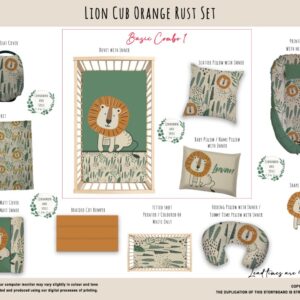Handcrafted custom cot bedding set, featuring personalized printed and premium hypo-allergenic baby safe fabric, designed for elegant nursery décor. Cinnamon and Spice