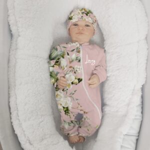 ultra-soft, stretchy baby grows – made from baby-safe, hypoallergenic fabric in neutral tones, perfect for newborn comfort and everyday wear
