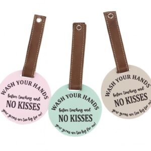 Wash Your Hands, No Kisses Car Seat Plaque Standard