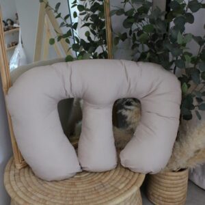 Handcrafted nursing pillow with inner, perfect for comfortable feeding and tummy time in a South African-inspired nursery. Cinnamon and Spice. Featuring Western Pastel tree