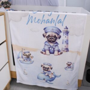 Soft blush floral fleece blanket with customized designs, perfect for baby snuggles and nursery coziness