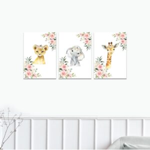 Canvases – Safari Girls Rose Garden Dusty Pink Canvas | Cinnamon & Spice South Africa Safari Girls Rose Garden Dusty Pink Canvas nursery canvas print in soft neutral tones, perfect wall décor for a baby’s room
