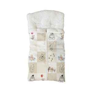 3-in-1 Snuggle Baby Sleeping Bag – Winnie The Pooh Beige Patchwork | Cinnamon & Spice South Africa 3-in-1 baby sleeping bag that transforms into a pram insert, cot sleeping bag, and car seat pad—breathable and versatile