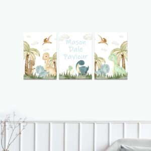 Canvases – Pastel Dino Dinosaur Love Mix | Cinnamon & Spice South Africa Pastel Dino Dinosaur Love Mix nursery canvas print in soft neutral tones, perfect wall décor for a baby’s room