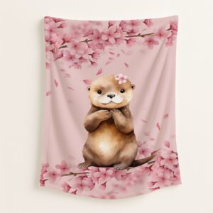 Soft blush floral fleece blanket with customized designs, perfect for baby snuggles and nursery coziness