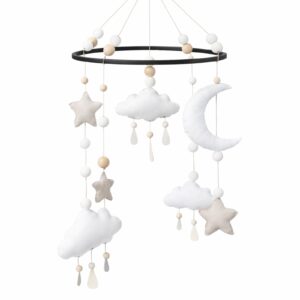 Cot mobile with handcrafted characters, perfect for adding classic charm to your baby’s nursery – Cinnamon and Spice Baby Boutique.