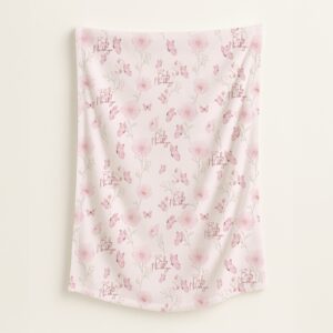 Soft blush floral fleece blanket with customized designs, perfect for baby snuggles and nursery coziness