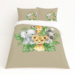 Animal Kids Duvet Set – Baby Safari Beige (Wild Animals) | Cinnamon & Spice South Africa Handcrafted custom bedding set, featuring personalized printed and premium hypo-allergenic fabric, designed for elegant room décor. Cinnamon and Spice