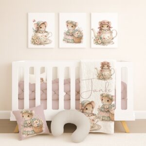 Handcrafted custom cot bedding set, featuring personalized printed and premium hypo-allergenic baby safe fabric, designed for elegant nursery décor. Cinnamon and Spice