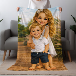 Custom photo fleece blanket personalised with baby name in South Africa