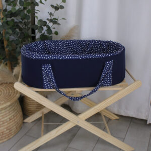 Newborn fabric carry cot with wooden base and waterproof lining. Portable baby bassinet South Africa