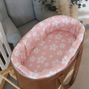 Newborn fabric carry cot with wooden base and waterproof lining. Portable baby bassinet South Africa