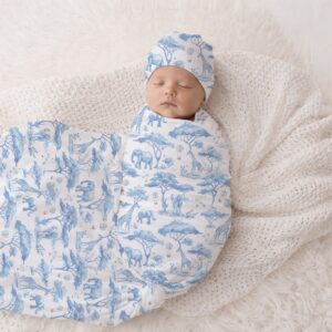 Blue Safari and Balloons Swaddle Wrap Set | Newborn Hospital Set | Cinnamon & Spice South Africa Handcrafted wrap set, perfect for swaddling baby and helps reduce the startle reflex, promoting longer, more restful sleep for your baby in a South African-inspired nursery. Cinnamon and Spice. Featuring any print