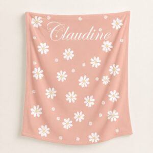 Fleece | Boho Checkered Daisy Terracotta Pink | Cinnamon & Spice South Africa Boho Checkered Daisy Terracotta Pink fleece blanket with customized designs, perfect for baby snuggles and nursery coziness