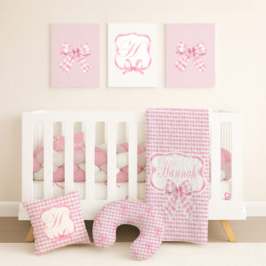 Handcrafted custom cot bedding set, featuring personalized printed and premium hypo-allergenic baby safe fabric, designed for elegant nursery décor. Cinnamon and Spice