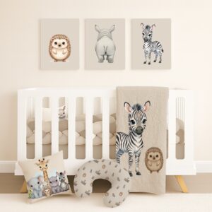 Cute Safari Cartoonish Beige Cot Bedding Set | Cinnamon & Spice South Africa Handcrafted custom safari animals cot bedding set, featuring personalized printed and premium hypo-allergenic baby safe fabric, designed for elegant nursery décor. Cinnamon and Spice