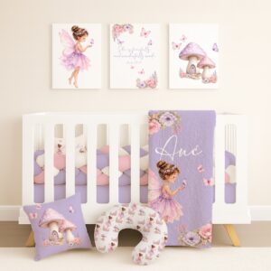Fairy Pink and Purple Cot Bedding Set | Cinnamon & Spice South Africa Handcrafted custom robot cot bedding set, featuring personalized printed and premium hypo-allergenic baby safe fabric, designed for elegant nursery décor. Cinnamon and Spice
