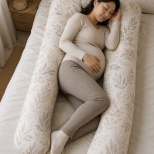 Pregnancy Pillow - Beige Neutral Leaf