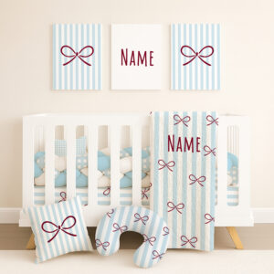 Handcrafted custom robot cot bedding set, featuring personalized printed and premium hypo-allergenic baby safe fabric, designed for elegant nursery décor. Cinnamon and Spice
